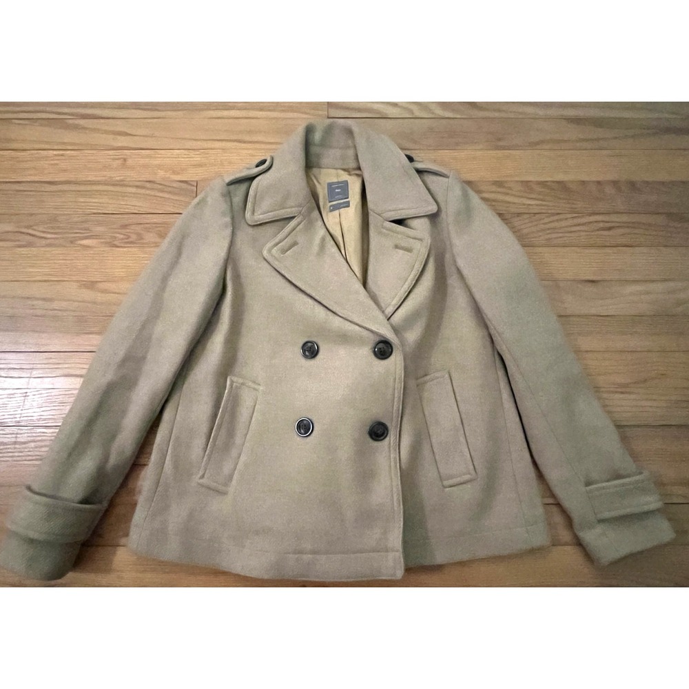 GAP Designed & Crafted Short Beige Wool Pea Coat Women S